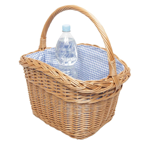 Einkaufskorb Fahrradkorb Handkorb Weide Korb gefüttert (40x29x23/43)