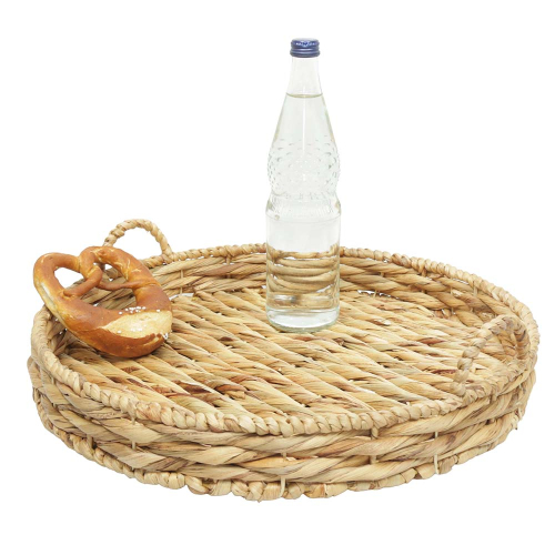 Geflochtenes Tablett Wasserhyazinthe – dekorativ & vielseitig (D:45)