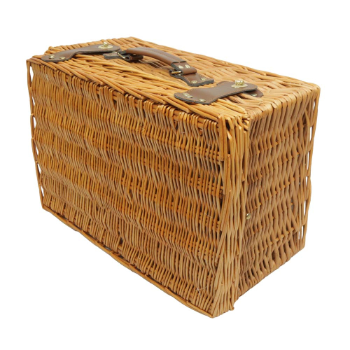 Picknickkorb für 4 Personen, Picknickkoffer aus Weide mit Deckel (40x29x19)