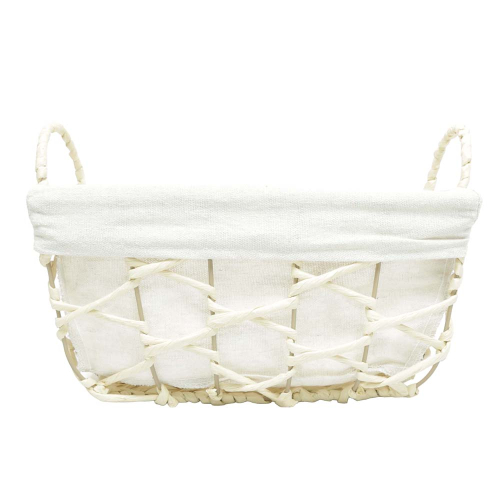 Aufbewahrungskorb mit Stoffüberschlag – Maisblatt & Metallgestell (31x19x15/21)