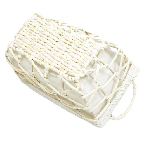 Aufbewahrungskorb mit Stoffüberschlag – Maisblatt & Metallgestell (31x19x15/21)