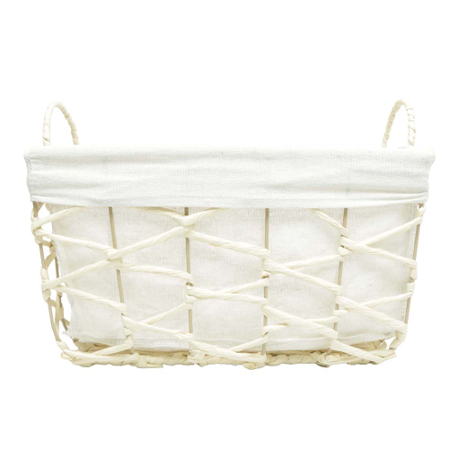 Aufbewahrungskorb mit Stoffüberschlag – Maisblatt & Metallgestell (35x23x20/26)