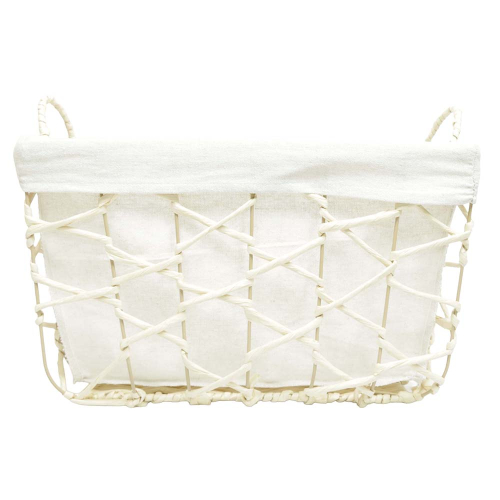 Aufbewahrungskorb mit Stoffüberschlag – Maisblatt & Metallgestell (40x28x25/30)