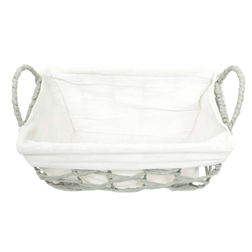 Aufbewahrungskorb mit Stoffüberschlag – Maisblatt & Metallgestell (31x19x15/21)