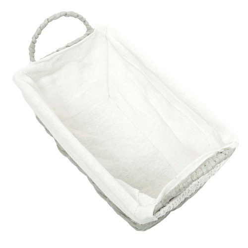 Aufbewahrungskorb mit Stoffüberschlag – Maisblatt & Metallgestell (31x19x15/21)