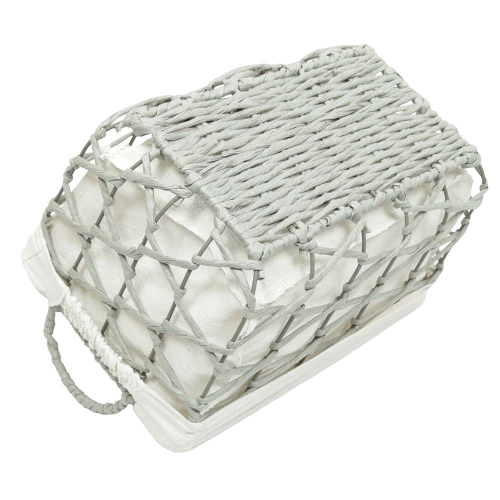 Aufbewahrungskorb mit Stoffüberschlag – Maisblatt & Metallgestell (35x23x20/26)