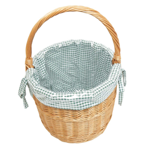 Einkaufskorb Flaschenkorb Handkorb Weide Korb gefüttert (D:34 H:29/48)