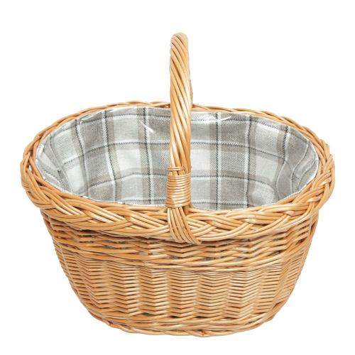 Einkaufskorb Handkorb Weide Korb gefüttert (42x31x25/39)