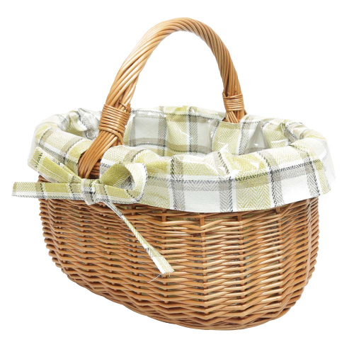 Einkaufskorb Handkorb Weide Korb gefüttert (42x33x23/39)