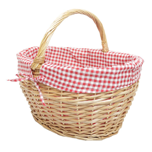 Einkaufskorb sehr leichter Handkorb Weide Korb gefüttert (45x35x23/38)