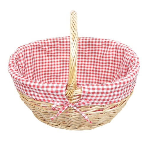 Einkaufskorb sehr leichter Handkorb Weide Korb gefüttert (45x35x23/38)