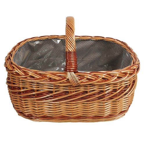 Einkaufskorb Handkorb Weide Korb gefüttert (51x35x25/38)