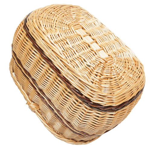 Einkaufskorb Handkorb mit Innenfutter - handgeflochten, stilvoll und stabil (42x32x22/37)