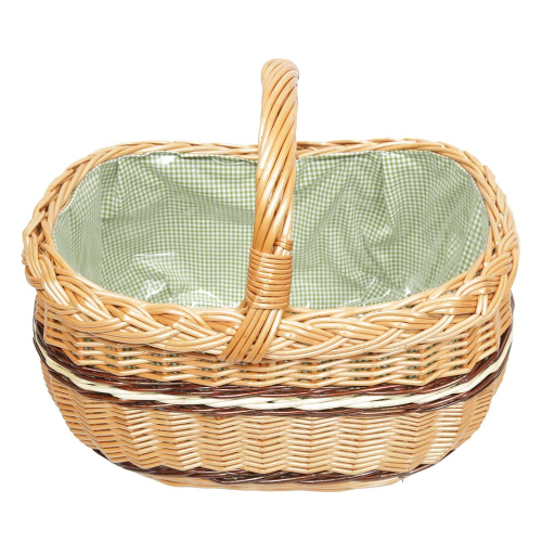 Einkaufskorb Handkorb mit Innenfutter - handgeflochten, stilvoll und stabil (42x31x22/38)