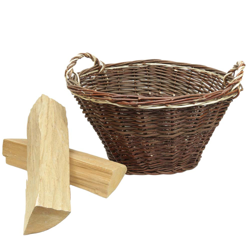 Erntekorb, Holzkorb, Tragekorb, Gartenkorb, Weide Korb (D:58cm) - EINZELSTÜCK