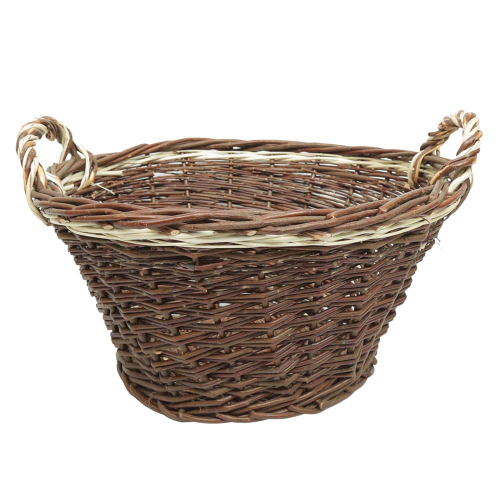 Erntekorb, Holzkorb, Tragekorb, Gartenkorb, Weide Korb (D:45cm)
