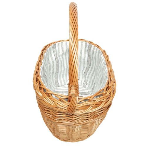 Einkaufskorb Handkorb Längshenkel Weide Korb gefüttert (42x27x26/45)