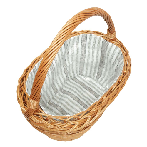 Einkaufskorb Handkorb Längshenkel Weide Korb gefüttert (42x27x26/45)