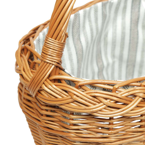 Einkaufskorb Handkorb Längshenkel Weide Korb gefüttert (42x27x26/45)