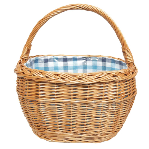 Einkaufskorb Handkorb Längshenkel Weide Korb gefüttert (41x25x25/44)
