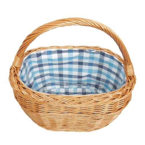 Einkaufskorb Handkorb Längshenkel Weide Korb gefüttert (41x25x25/44)
