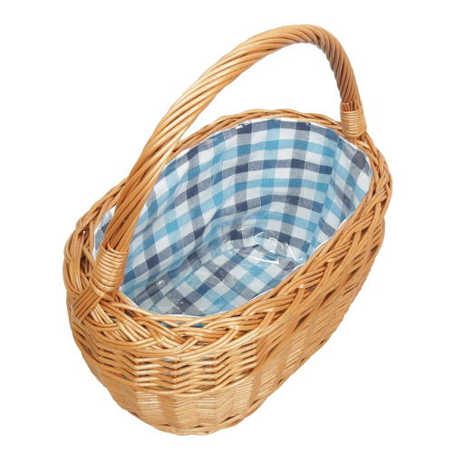 Einkaufskorb Handkorb Längshenkel Weide Korb gefüttert (41x25x25/44)