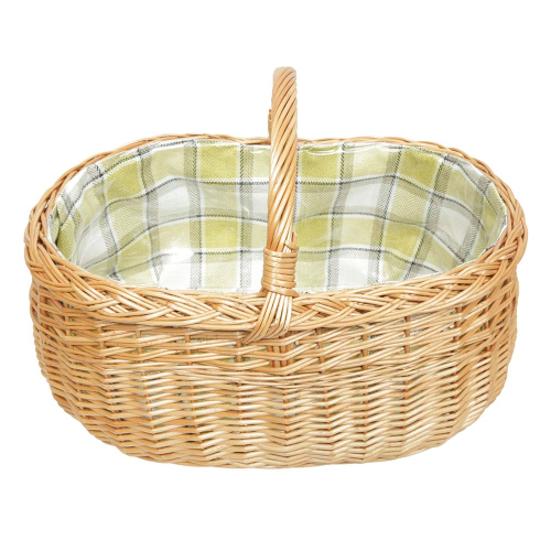 Einkaufskorb Handkorb Weide Korb gefüttert (48x32x24/36)