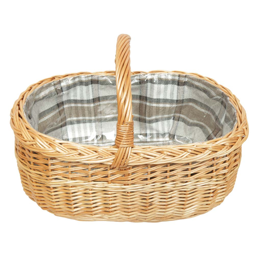 Einkaufskorb Handkorb Weide Korb gefüttert (48x32x24/36)