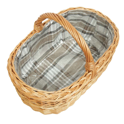 Einkaufskorb Handkorb Weide Korb gefüttert (48x32x24/36)
