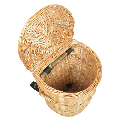 Tragekorb, Kiepe, Rucksackkorb aus gesottener Weide mit Klappdeckel (35x29x51)