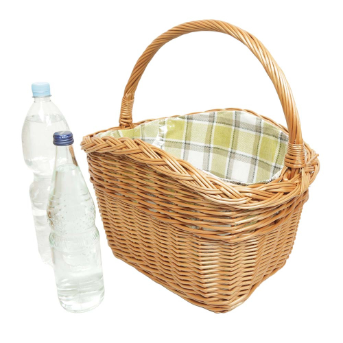 Einkaufskorb Fahrradkorb Handkorb Weide Korb gefüttert (41x31x24/44)