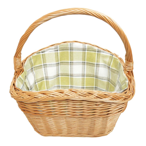 Einkaufskorb Fahrradkorb Handkorb Weide Korb gefüttert (41x31x24/44)