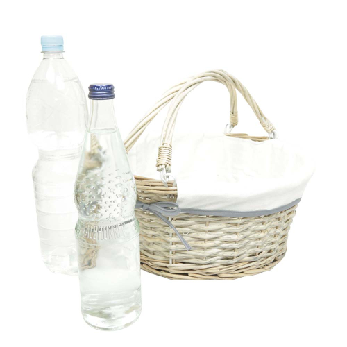 Kleiner Einkaufskorb mit Klapphenkel, Handkorb Weide Korb ungefüttert (D:35)