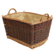Holzkorb Weidenkorb Tragekorb mit Innenfutter handgeflochten aus Weide (50x35x32)