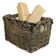 Holzkorb Korb Tragekorb aus Rohr gefüttert (46x40x30)