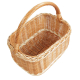 Einkaufskorb aus Weide eckig - handgeflochtener, stabiler Korb mit Längshenkel (40x28x24/44)