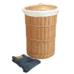 Wäschekorb gefüttert - Korb für Wäsche aus gesottener Weide D: 46cm