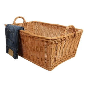 Wäschekorb aus Weide, Korb für Wäsche aus gesottener Weide (70x48x29/36)