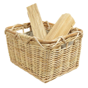 Holzkorb Korb Tragekorb aus Rohr gefüttert (47x39x30)
