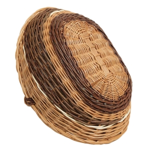 Holzkorb Kaminkorb aus ungeschälter Weide Korb gefüttert (65x45x47)