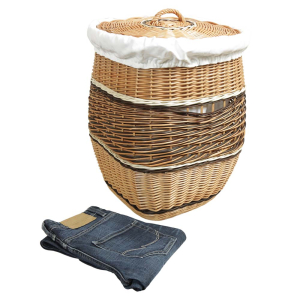 Wäschekorb gefüttert - Korb für Wäsche aus gesottener Weide (37x37x54)