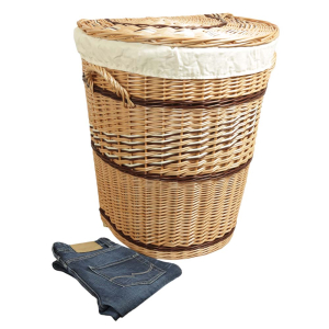 Wäschekorb, Wäschesammler gefüttert - Korb für Wäsche aus gesottener Weide (53x42x66)