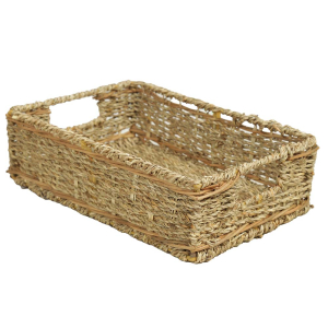 Regalkorb, Dekokorb aus Seegras Schnurgeflecht (28x18x8)