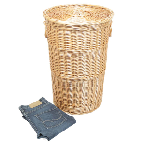 Wäschekorb gefüttert - Korb für Wäsche aus gesottener Weide (D:40)
