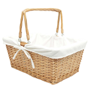 Einkaufskorb Handkorb Klapphenkel Korb Weide gefüttert (41x31x18/35) EINZELSTÜCK