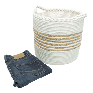 Wäschesammler aus Schnur mit Wasserhyazinthe – Stilvoll & formstabil (D: 37cm)