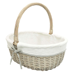 Einkaufskorb sehr leichter Handkorb Weide Korb gefüttert (42x33x17/38)