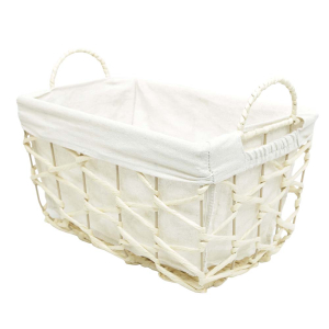 Aufbewahrungskorb mit Stoffüberschlag – Maisblatt & Metallgestell (35x23x20/26)