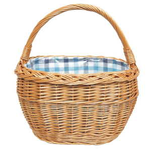 Einkaufskorb Handkorb Längshenkel Weide Korb gefüttert (41x25x25/44)