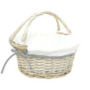 Kleiner Einkaufskorb mit Klapphenkel, Handkorb Weide Korb ungefüttert (D:35)